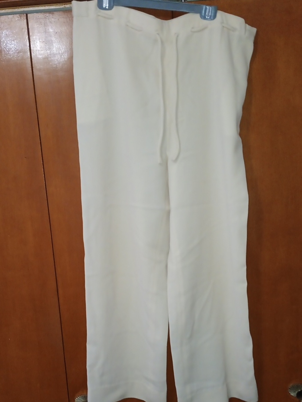 Emporio Armani Cream Wide-Leg Drawstring Pants